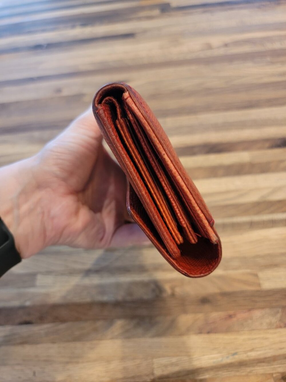 Vintage Kate Spade Burnt Orange Snake Embossed Long Leather Tri Fold Wallet - Picture 9 of 15